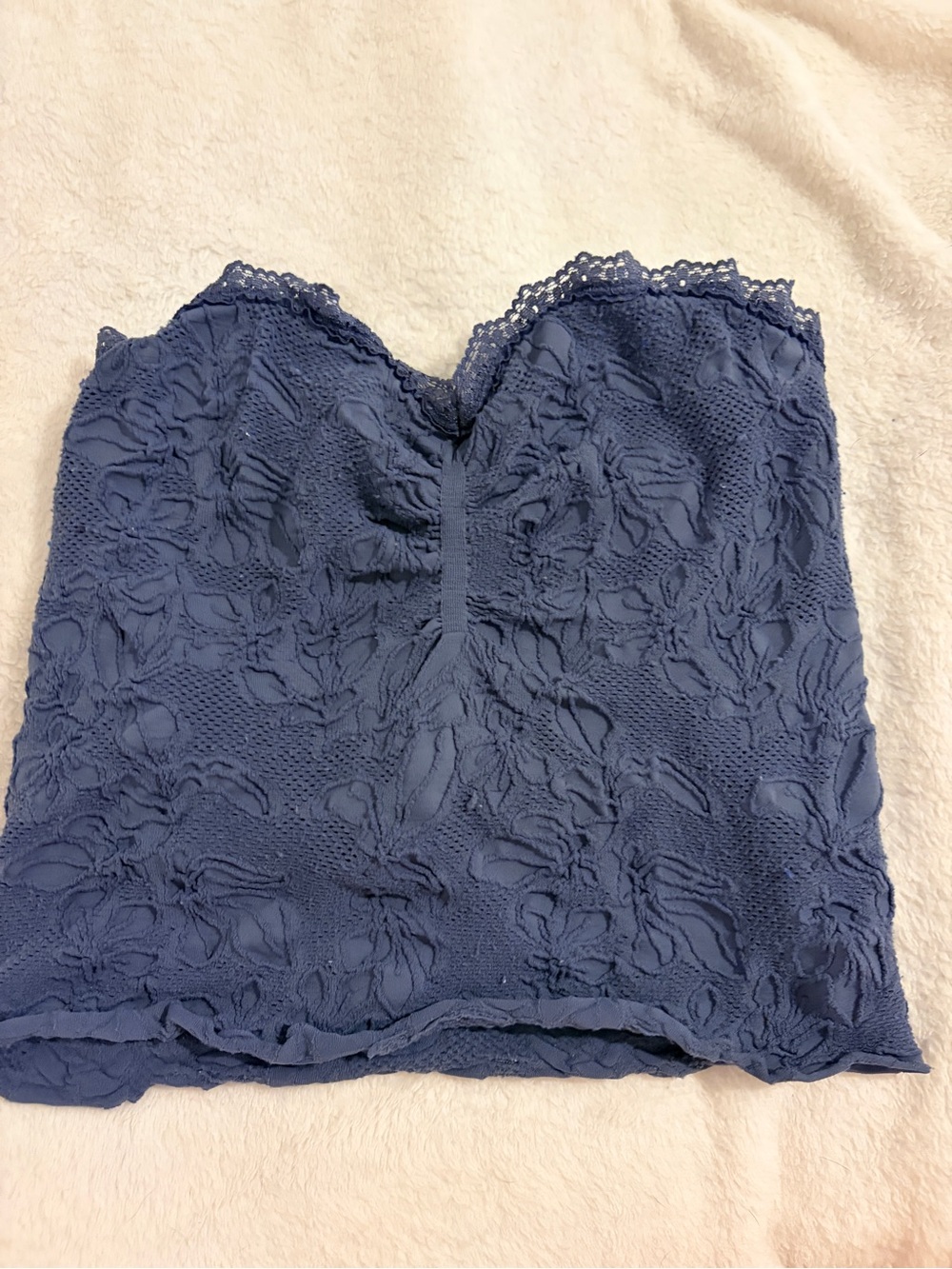 Tilly Lace Strapless Cami Top in slate blue